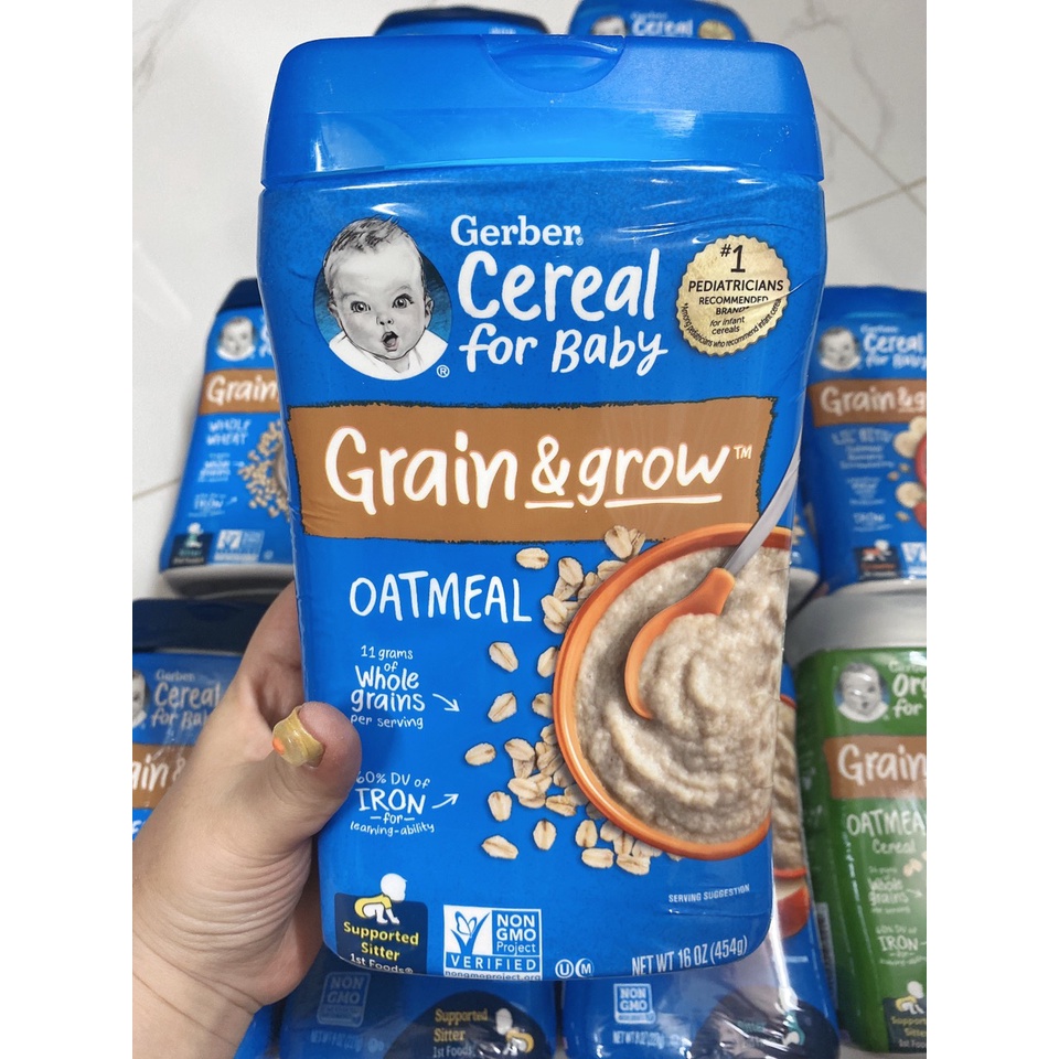 MẪU MỚI 2022 BỘT ĂN DẶM GERBER MỸ NHIỀU VỊ ĐƠN  227GR - 454GR CHO BÉ TỪ 4 THÁNG