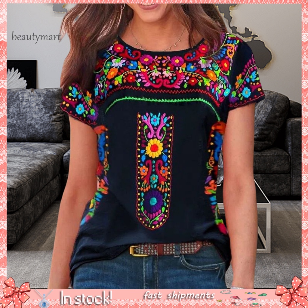 Áo Công Sở Thêu Hoa Phong Cách Dân Tộc Thoáng Khí Thời Trang Mùa Hè Cho Nữ