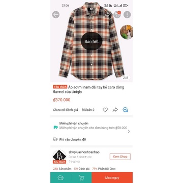 áo sơ mi caro nam uniqlo ( like new 90% )