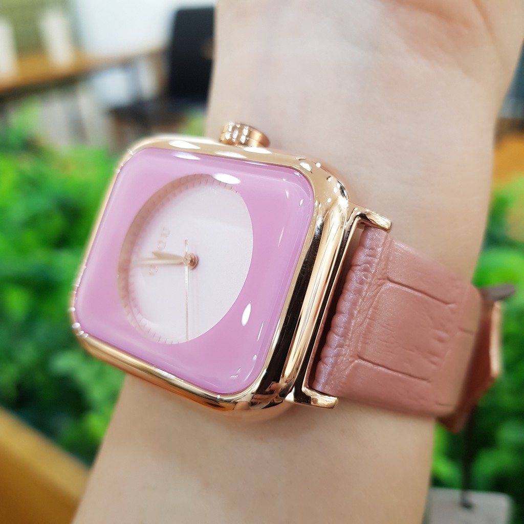 Đồng hồ nữ Guou 8162 chính hãng mặt vuông dây da viền mạ vàng cao cấp chống nước | BigBuy360 - bigbuy360.vn