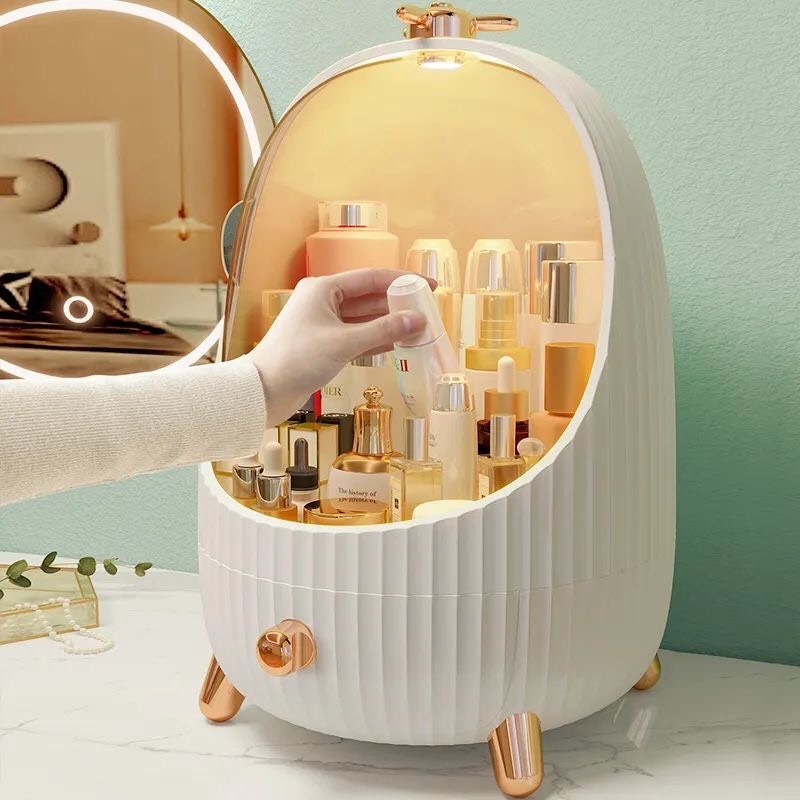 Hộp kệ đựng đồ trang điểm mỹ phẩm cao cấp có đèn LED trong
