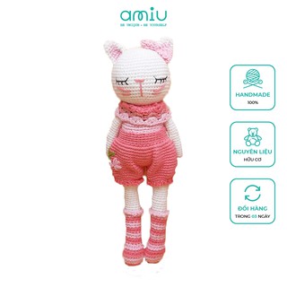 Gấu bông móc len Amigurumi cao cấp Amiu Việt Nam - Mèo Kitty chân dài, đồ chơi handmade kitty
