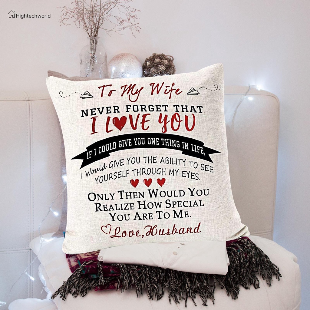 Hightechworld Valentines Pillow Cases 18x18 inch, Cotton Linen Letters Cushion Covers