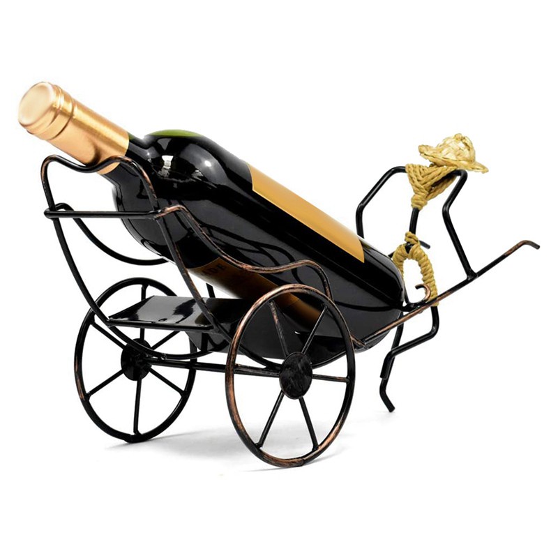 Wine Bottle Rickshaw Decor Caddy Countertop Table Top Wine Rack