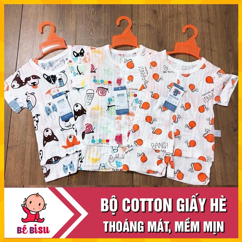 Combo 3 Bộ Cotton Giấy Ngắn tay Mặc Hè Cho Bé ( 2-14 kg )