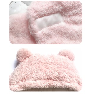 Chăn Ủ Gấu Lông Cừu Có Chân Cho Bé Loại Dày 3 Lớp Trần Bông Cho Bé 0-6 Tháng U04