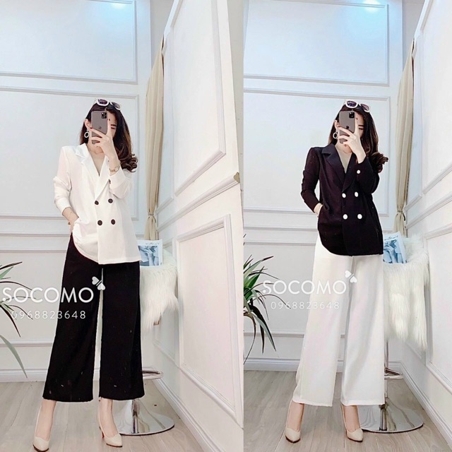 Set vest ống rộng - Freeship - Bộ vest quần ống rộng phù hợp vest công sở và đi chơi | BigBuy360 - bigbuy360.vn