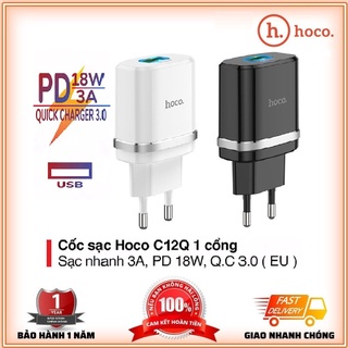 Cốc Sạc Nhanh Hoco C12Q 💎CAO CẤP💎 Củ Sạc Nhanh Quick Charge 3.0 18W Cực Bền, Chống Cháy Nổ - Bảo Hành Chính Hãng 1 Năm