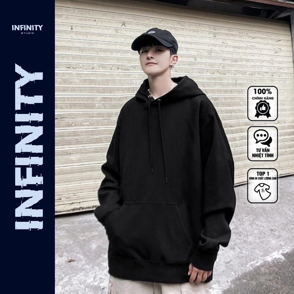 Áo Hoodie Trơn Hoodie Nỉ Bông Nam Form Rộng Unisex Infinity Studio