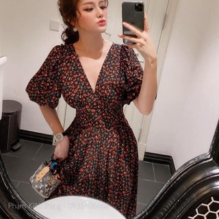 Váy xoè đen hoạ tiết Chỉ CHỌN LIVE