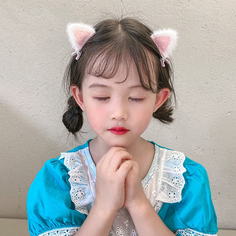 Kẹp tóc tai mèo hoạt hình phong cách Hàn Quốc dễ thương dành cho bé gái