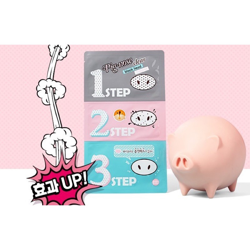 Miếng lột mụn mũi 3 bước Holika Holika Pig Nose Clear Black Head 3 Step Kit dành cho da mụn đầu đen