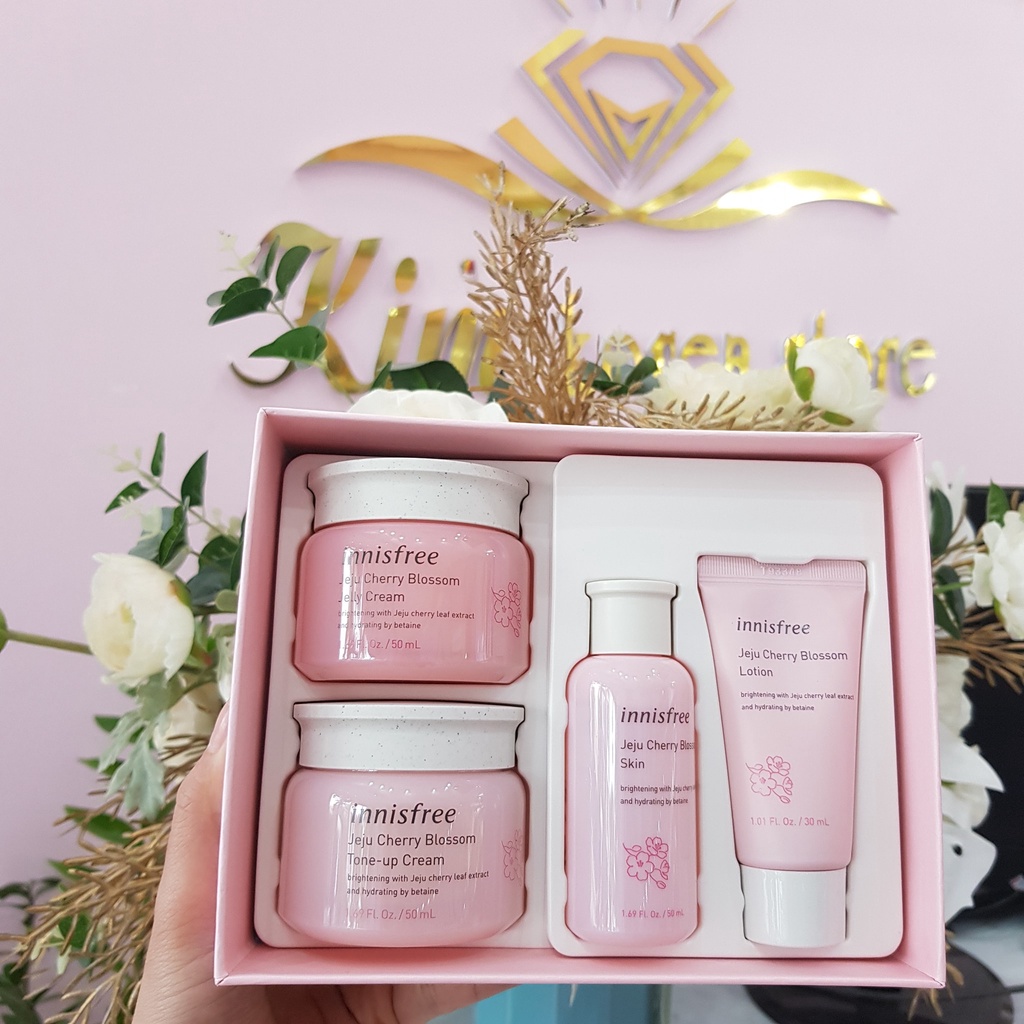 Bộ dưỡng trắng nâng tone da Innisfree Jeju Cherry Blossom