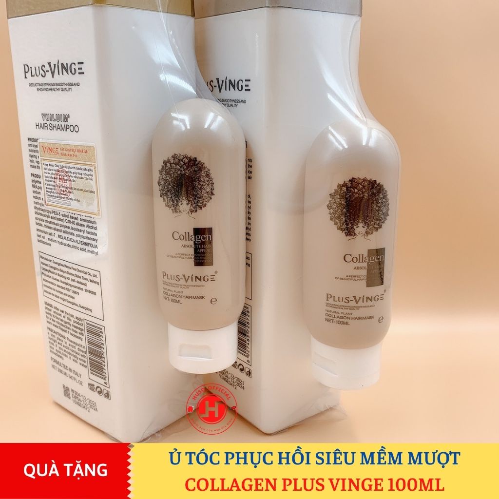 Dầu gội xả Biotin Collagen Vinge 1000ml làm dày, kích mọc tóc, phục hồi tóc hư tổn - HUSO