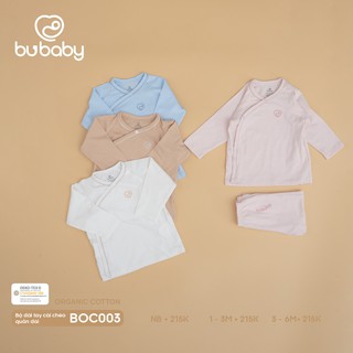 Bu organic cotton sơ sinh - Bộ quần áo dài tay cài chéo Bu vải cotton (BOC003)