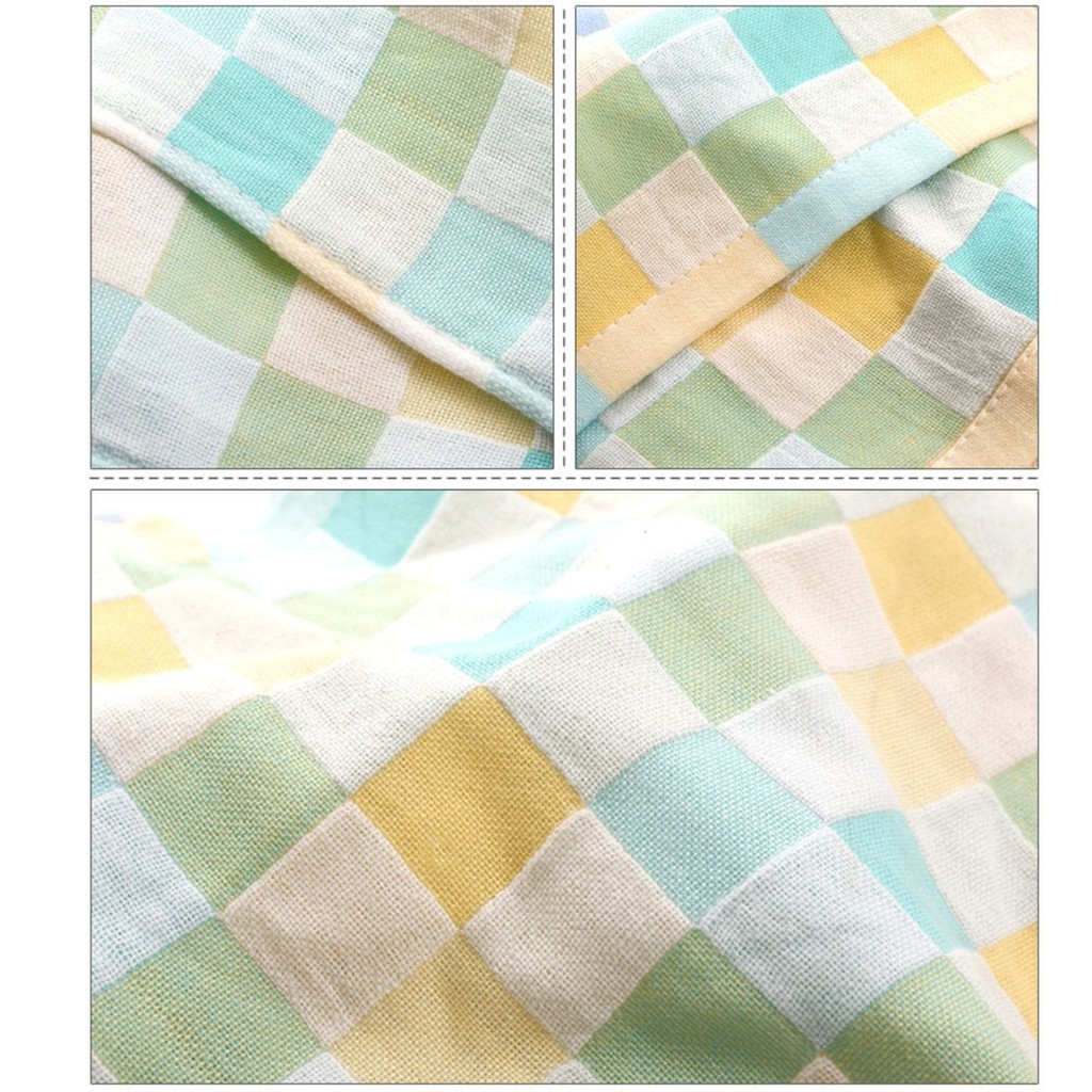 Khăn Cotton Vuông Mềm Mại Họa Tiết Sọc Caro Xinh Xắn Cho Bé 25x25cm