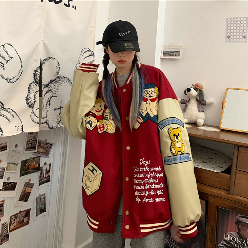 Áo Khoác Bóng Chày Form Rộng Phong Cách Mỹ Dành Cho Nữ | BigBuy360 - bigbuy360.vn