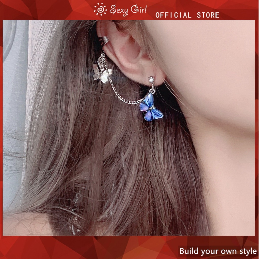 1 Khuyên Kẹp Vành Tai Hình Bướm Trái Tim Cá Tính Phong Cách Hàn Quốc Cho Nữ