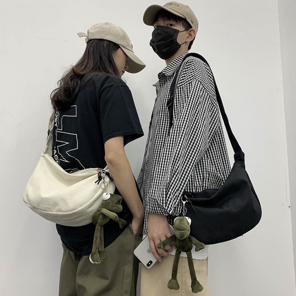 Túi đeo chéo nam nữ đi chơi đi học - túi vải canvas unisex ulzzang khóa kéo 2 màu