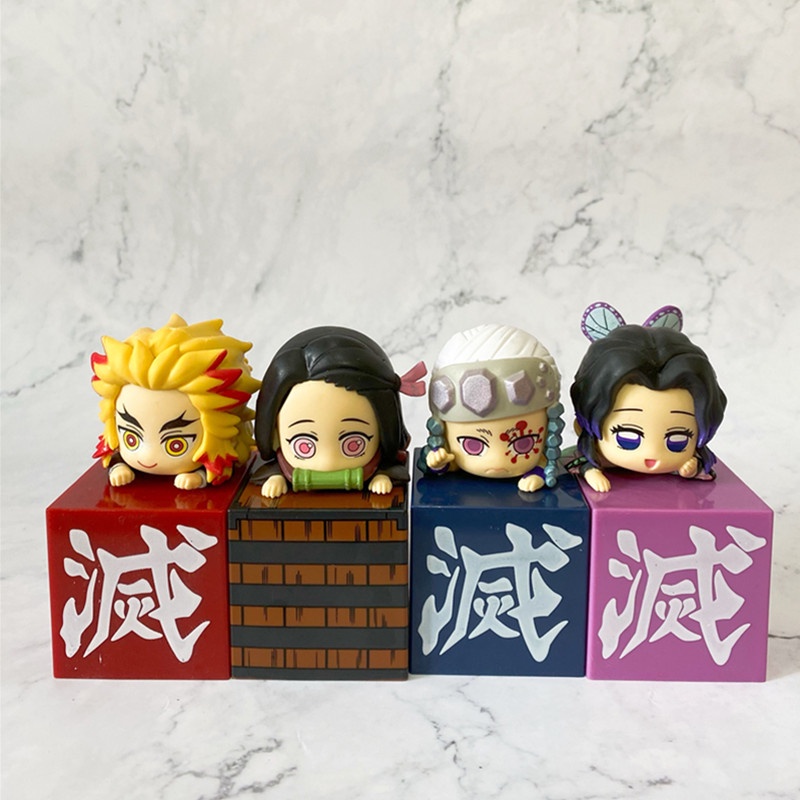 Hộp mô hình nhân vật anime Demon Slayer Kimetsu Rengoku Genten đáng yêu 10cm dành cho trang trí