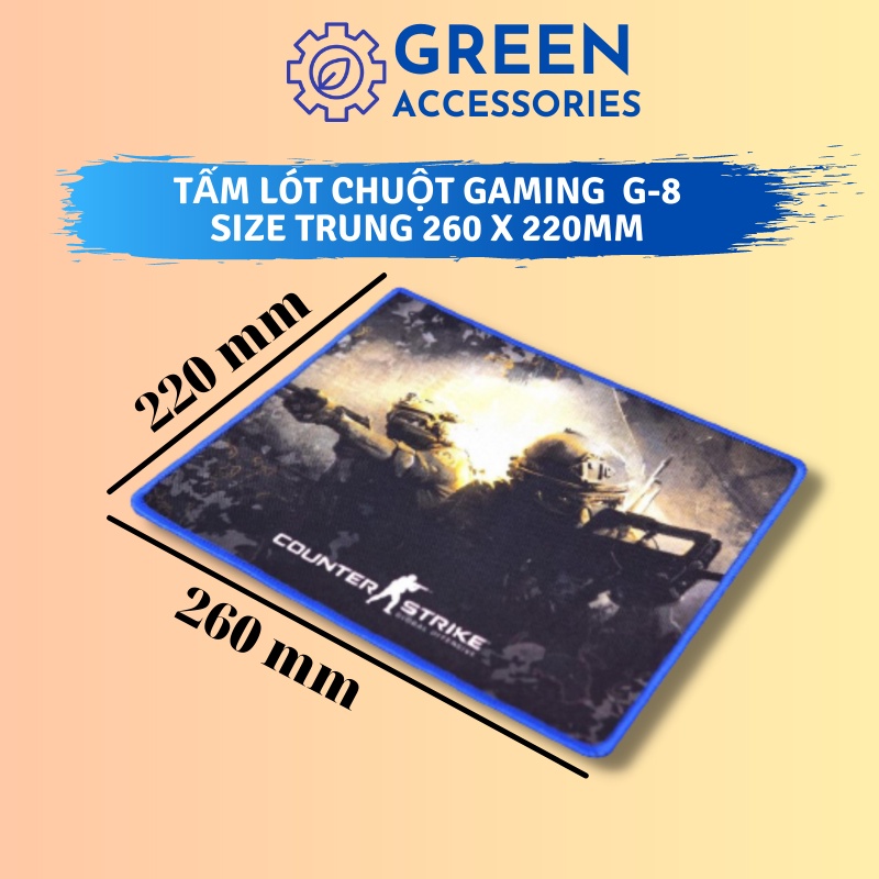 Padmouse - Tấm Lót Chuột Nhám Gaming G8 Size trung 260x220mm chống trượt May viền
