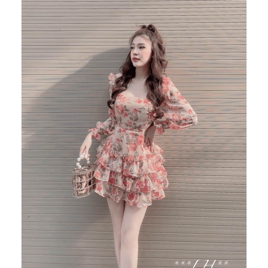 ĐẦM VOAN HOA LỤA PHỐI TÀNG XINH XẮN TÔN DÁNG PU