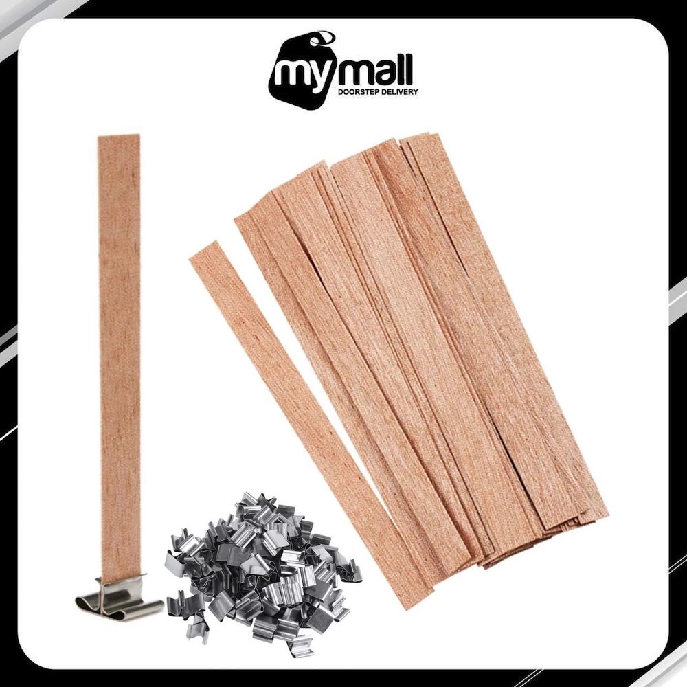 Bấc gỗ kèm Đế kim loại để cố định Bấc Nến gỗ, dụng cụ làm nến thơm handmade