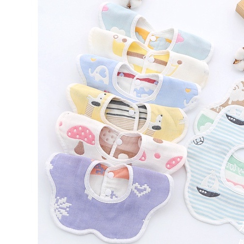 Yếm Xô Tròn Cho Bé Trai Bé Gái Mặt Xoay 360 Độ Có Cúc Bấm Dày Dặn Họa Tiết Dễ Thương - Little Bear