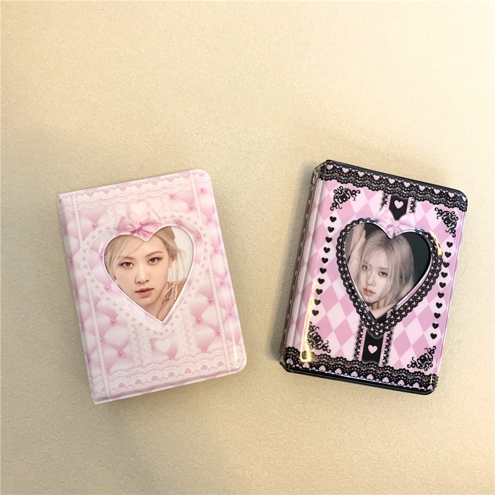 Album Ảnh 3 Inch 40 Ngăn Mini Bằng PVC Màu Hồng Đen Xinh Xắn