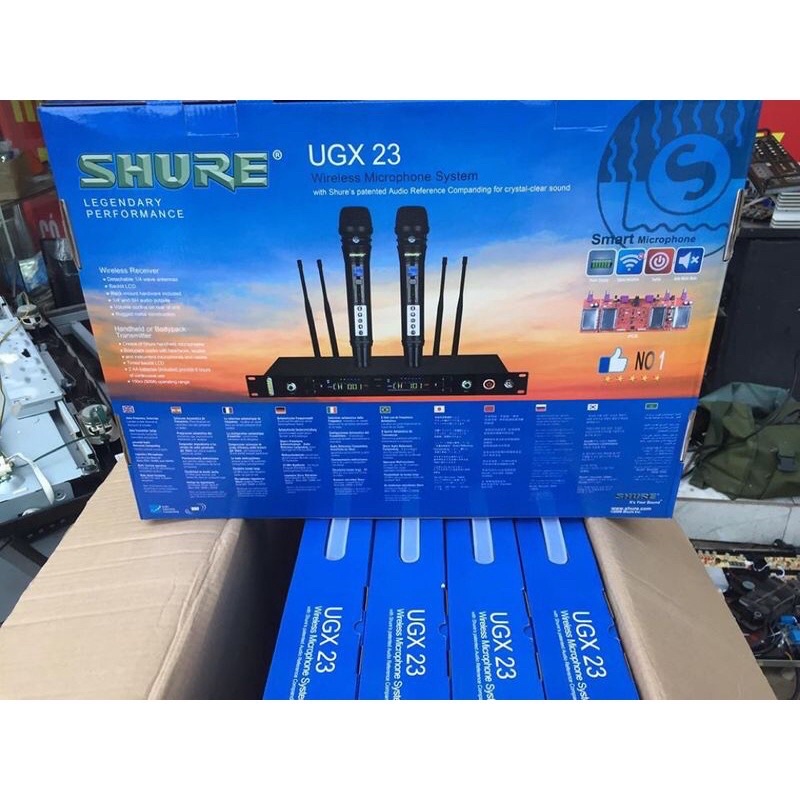 Micro Karaoke Không Dây Shure UGX23 - Hàng Chuẩn Loại 1 Phiên Bản Nâng Cấp Của UGX21, 4 râu bắt sóng cực mạnh