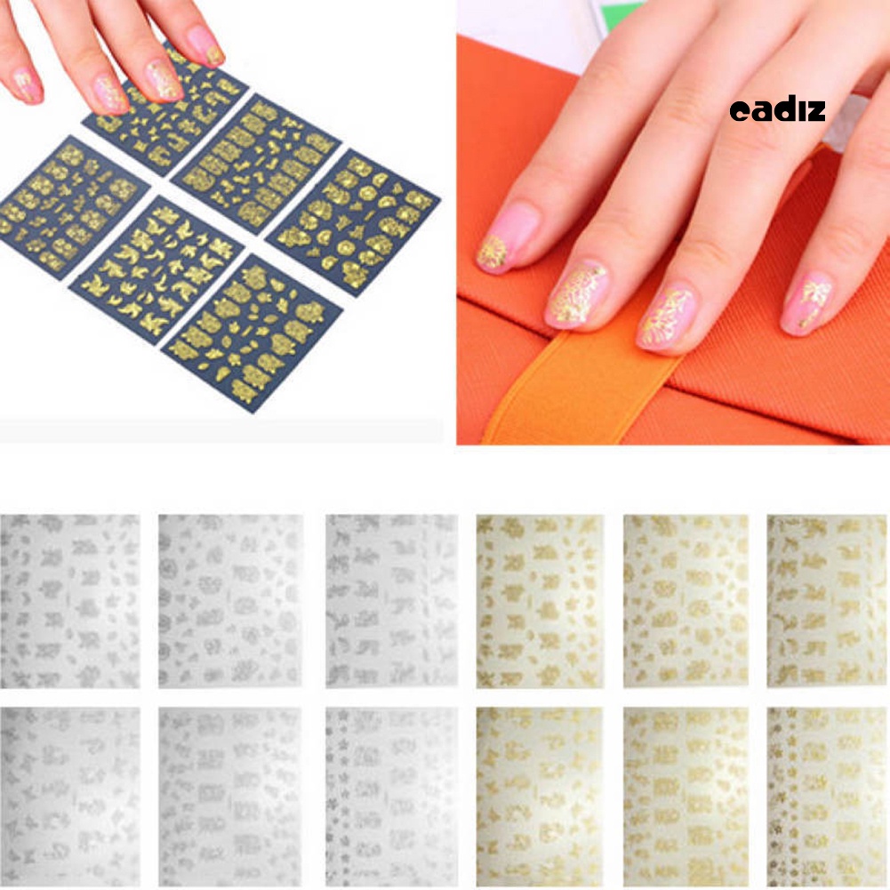 Bộ 12 Miếng Dán Trang Trí Móng Tay Hình Hoa Sang Trọng Cho Nữ