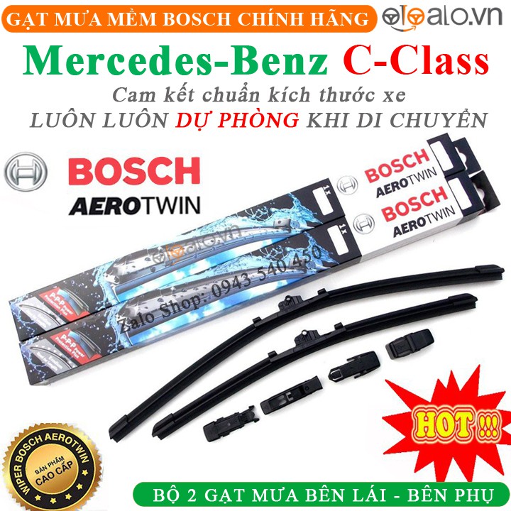 Gạt mưa Bosch xe Mercedes Benz C Class Chính hãng, Loại thân mềm, Không xương - OTOALO