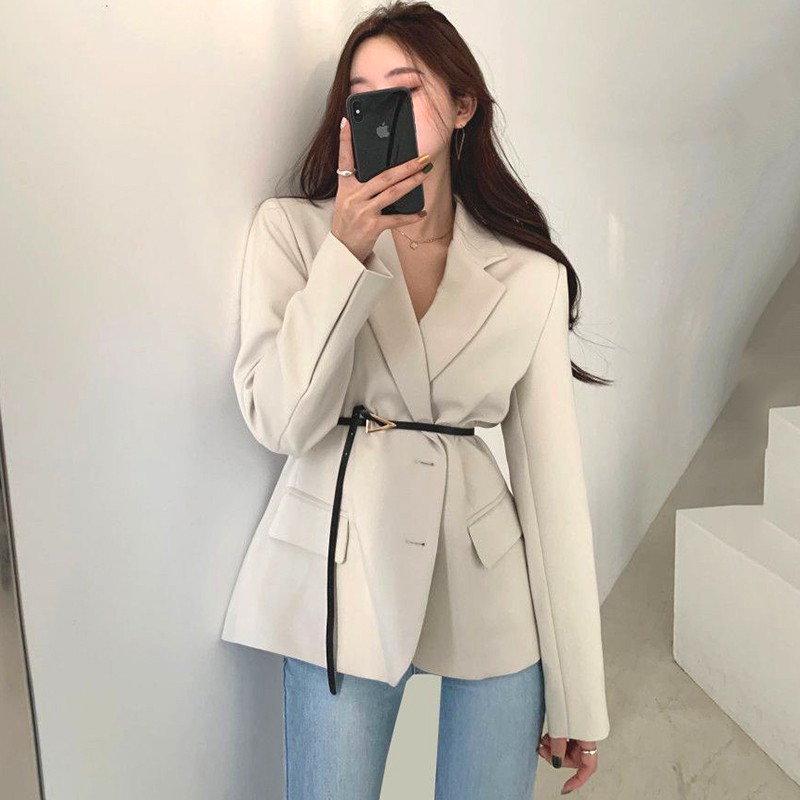 (Hàng Đẹp+kèm 2 đai)Áo blazer thắt đai chanh xả Hàn Quốc-HC608.Ảnh thật 5 hình cuối