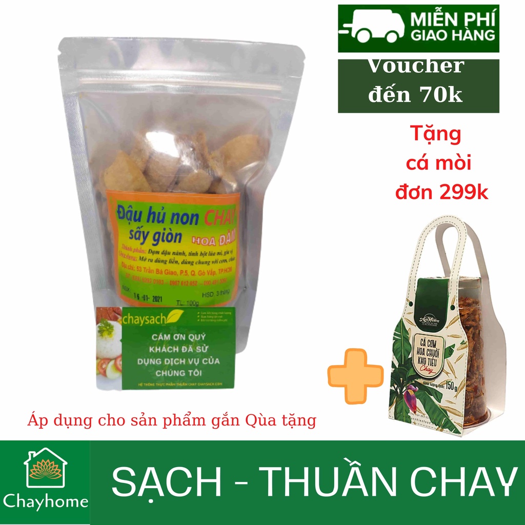 [100g] Đậu hũ non chay sấy giòn Hoa Đàm - Chayhome - Thực Phẩm Chay/ đồ ăn chay + TẶNG Chà bông chay đơn 799k | BigBuy360 - bigbuy360.vn