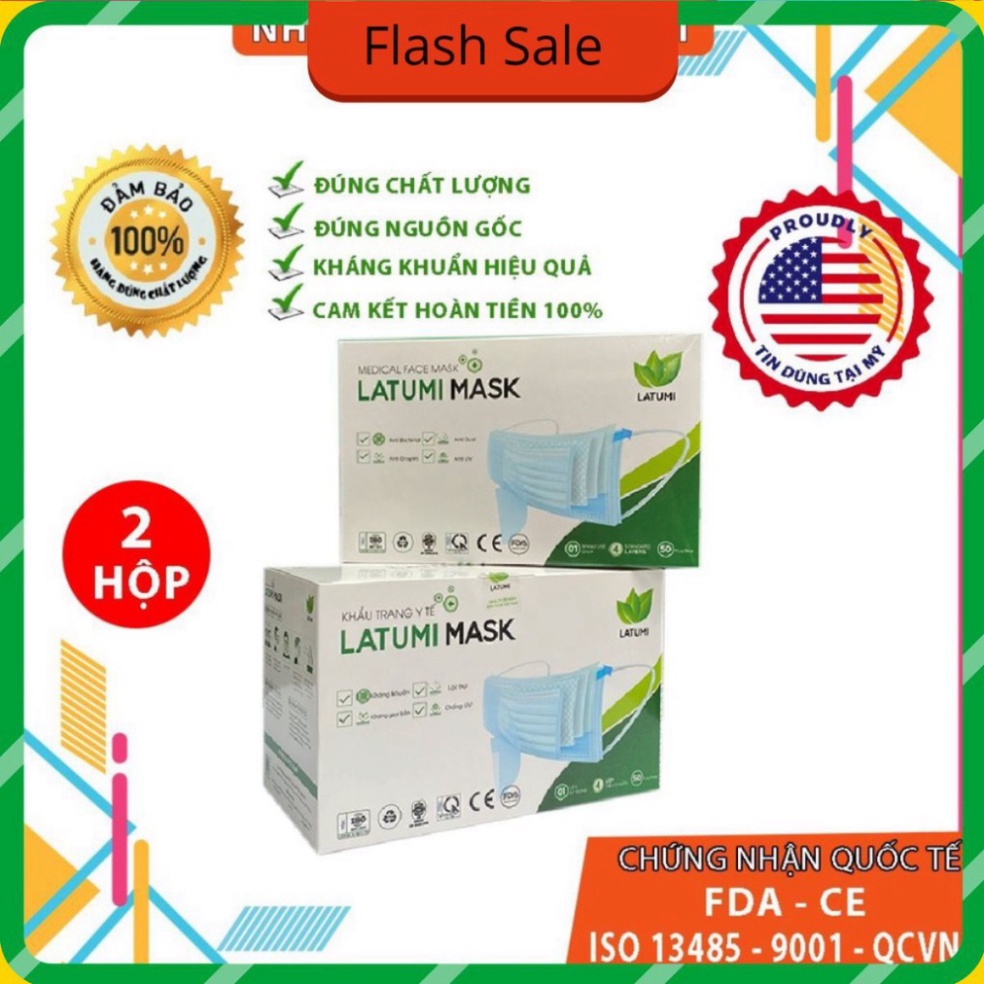 [COMBO 2 HỘP] Khẩu Trang Y Tế 4 Lớp Lọc Khuẩn 99% Cao Cấp LATUMI Phòng Chống Vi Khuẩn Qua Đường Hô Hấp | BigBuy360 - bigbuy360.vn