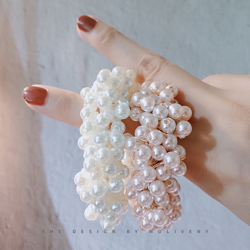 Elegant Pearl Hair Ties Beads Girls Scrunchies Rubber Band Ponytail Holders Hair Accessories