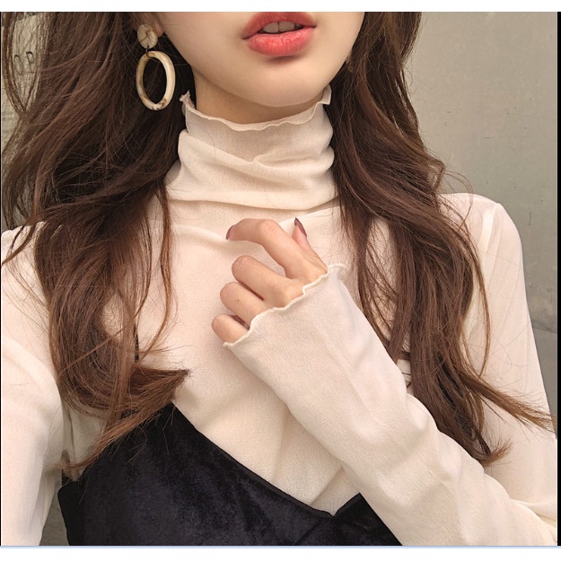 ÁO SƠ MI REN DÀI TAY, CAO CỔ CHO BẠN NỮ MÙA THU ĐONG