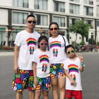Combo set đồ đi biển cây dừa dép cầu vồng 205000