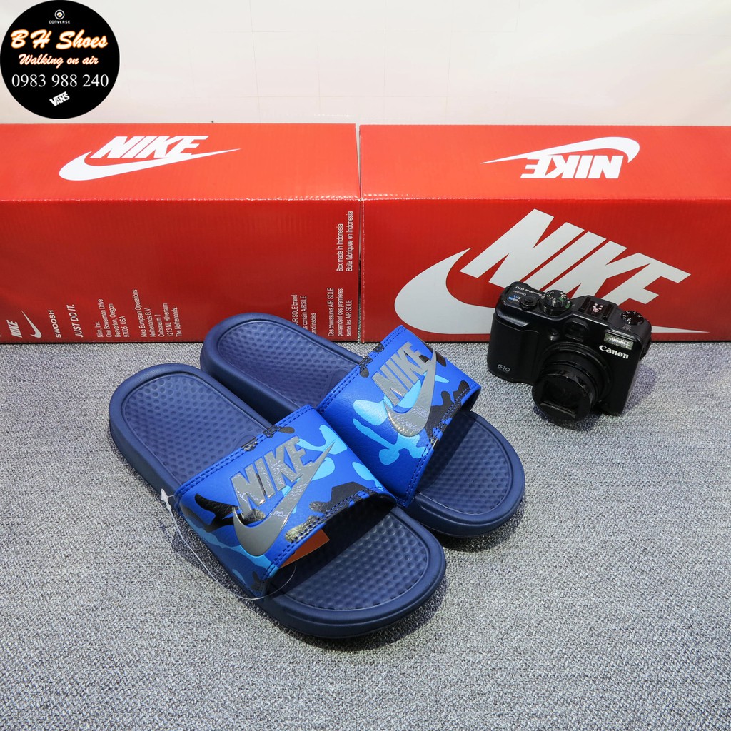 [Hộp Nike] Dép Nike camo Nk quai ngang nam nữ đầy đủ tem, mác, lót dày, tem size in nhiệt trong lót, tặng hộp hãng.