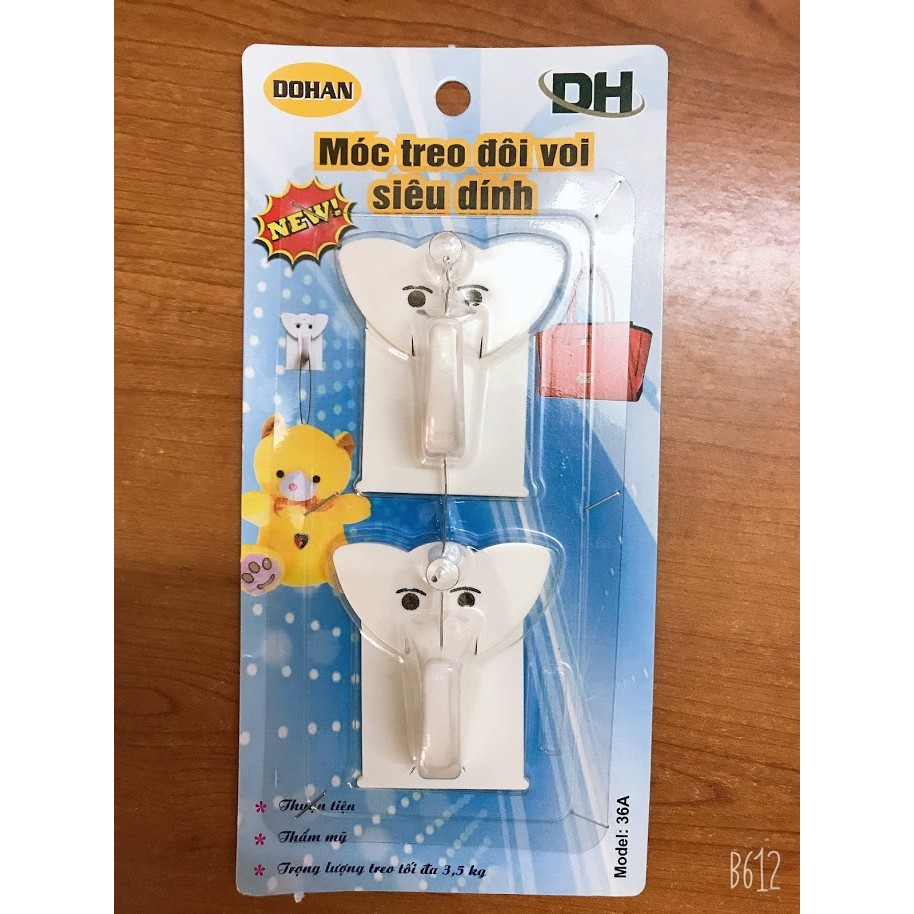 Bộ 2 móc treo tường Hình Voi Siêu Dính
