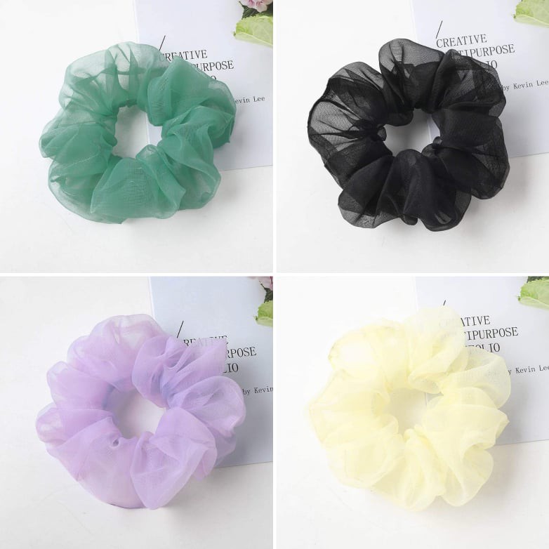 [9ĐẸP] Cột tóc Voan Bồng Scrunchies -dây buộc tóc voan các màu vintage CT0047