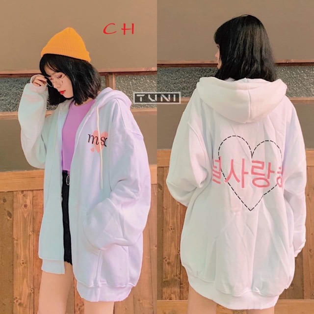 Áo nỉ khoá tim tim Hàn MSC CH11