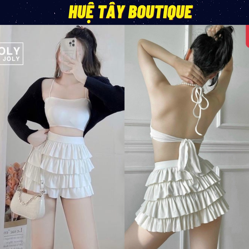 Chân váy nữ, chân váy 4 tầng nữ màu đen trắng SKUCV-12B
