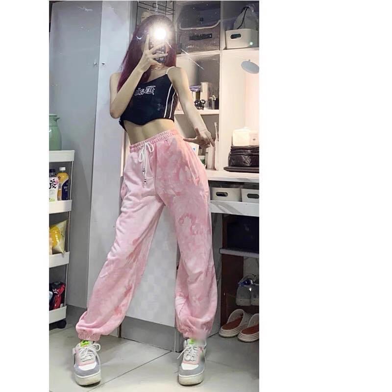 Quần Jogger Loang Màu Hồng Ảnh Thật