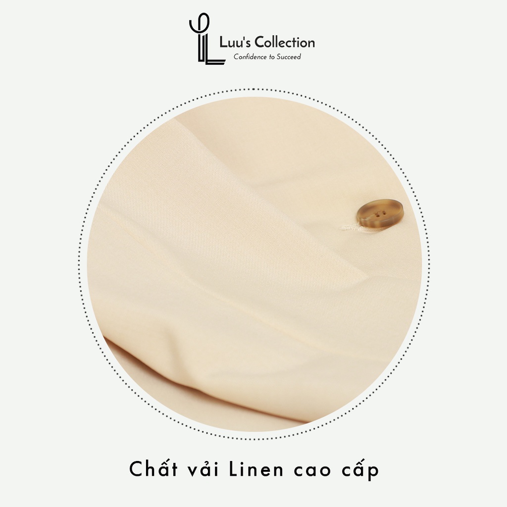 Áo Khoác Blazer Một Khuy Màu Kem Chất Vải Linen Luu's Collection