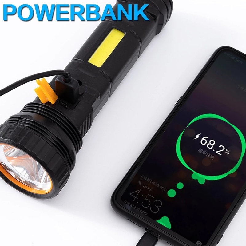 Đèn Pin LED Sử Dụng Năng Lượng Mặt Trời Siêu Sáng Chống Thấm Nước Có Thể Sạc Lại Bằng Cổng USB/Solar