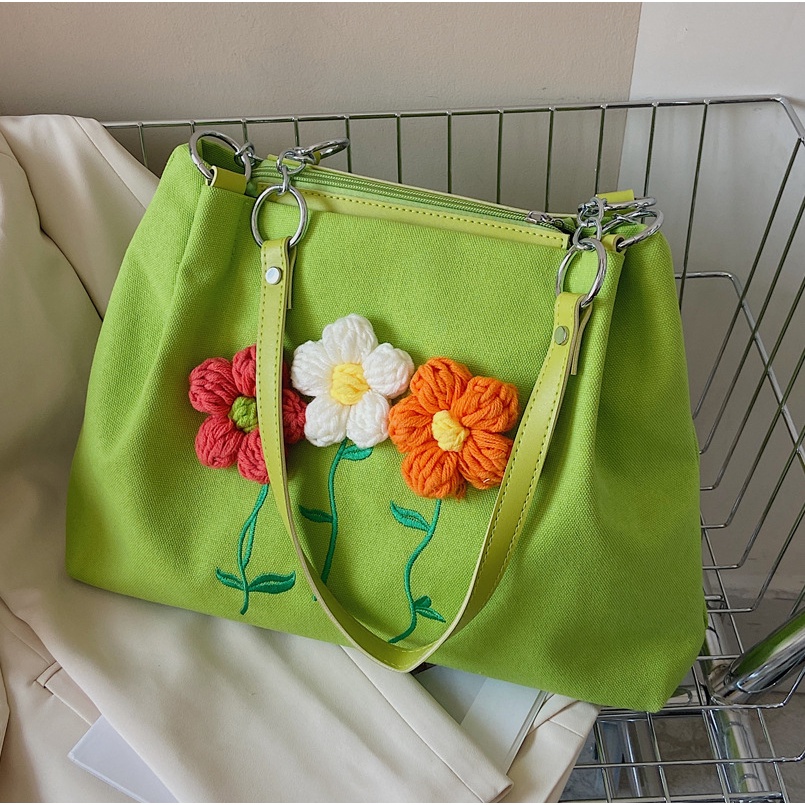 Túi Tote Đeo Vai Bằng Vải Bạt Sức Chứa Lớn 2022 Mới Mùa Hè Cho Nữ Sinh