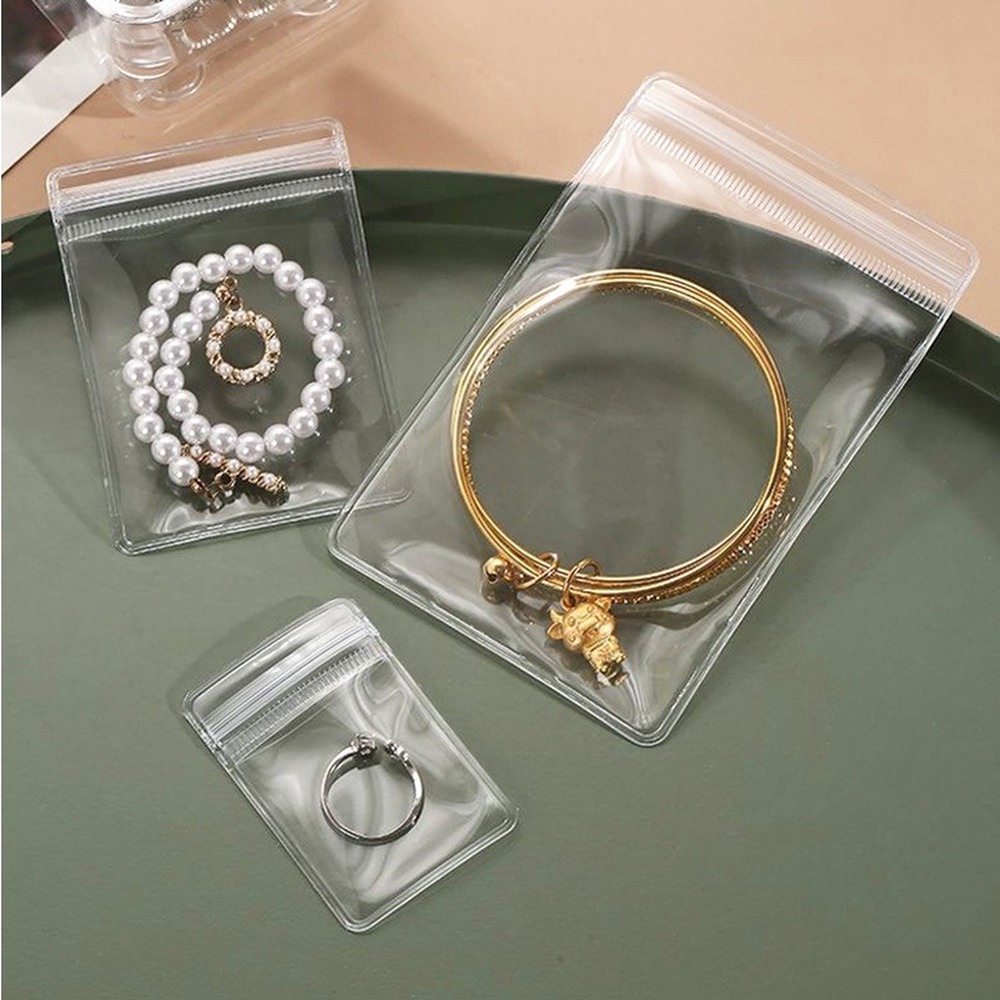 Set 10 Túi Zip Đựng Trang Sức Chất Liệu Nhựa PVC Dày Dặn Chống Oxy Hóa