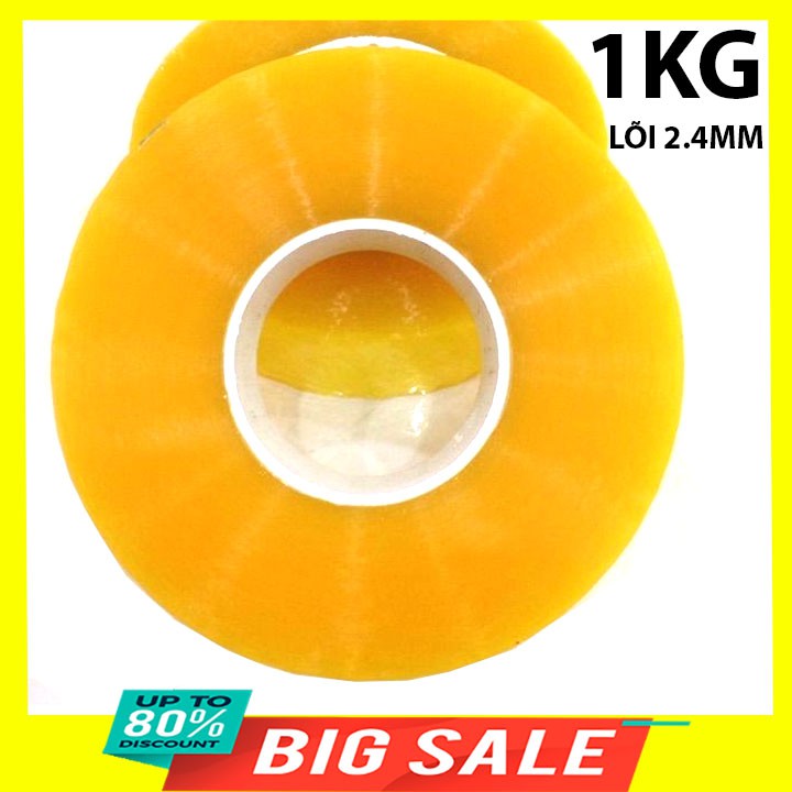 Cuộn băng dính đóng hàng online 1kg lõi 2.4mm khổ 4.7cm loại dai tốt