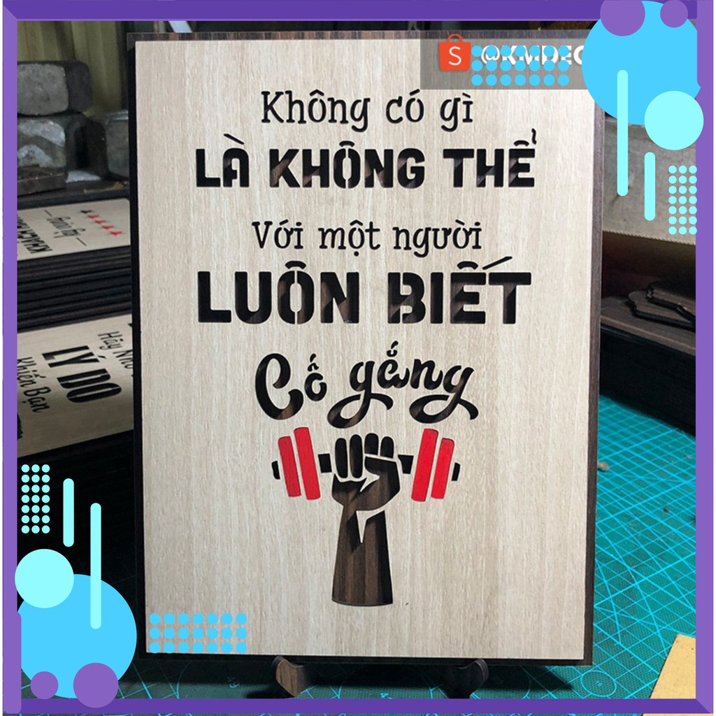 Tranh tạo động lực - mẫu câu "không có gì là không thể với một người luôn biết cố gắng"
